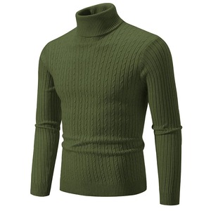New Men's High Neck <b>Sweater</b> Solid Color Pullover Knitted Warm Casual Turtleneck Sweatwear <b>Woolen</b> Mens Winter Outdoor Tops - Product Image 3