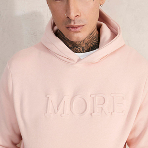 Sweat à capuche en relief à manches longues pour hommes confortable 100% coton hiver teint en tissu usé de haute qualité avec logo personnalisable - Product Image 3