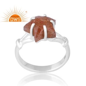 Anillo de piedras preciosas de piedra solar natural de Plata de Ley 925 más vendido, fabricante de joyería personalizada - Product Image 1