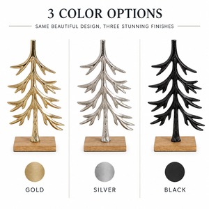 Gold Plated <b>Christmas</b> <b>Tree</b> Sculpture <b>Modern</b> Metal Decor Tabletop Ornament Winter Holiday Decoration Plant Theme - Product Image 4