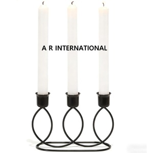 Bougeoir en fil métallique noir à 3 bras, candélabre décoratif en fer pour la Saint-Valentin, Noël, autres bougeoirs, lanternes - Product Image 6