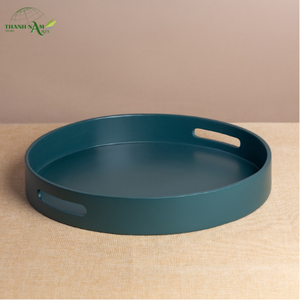 Plateau de service artisanal en bambou tressé léger, écologique, durable, laqué, personnalisable pour la restauration - Couleur contemporaine - Product Image 3