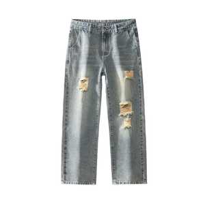 Premium Damaged <b>Jeans</b> for <b>Men</b> Durable Regular Fit Stylish <b>Ripped</b> Denim Pants Hip Hop Streetwear Casual Daily Fashion Looks - Product Image 4