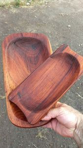 Sang trọng thủ công khắc gỗ phục vụ khay với đánh bóng kết thúc cho bữa ăn tối Bộ đồ ăn công cụ & đồ uống - Product Image 2