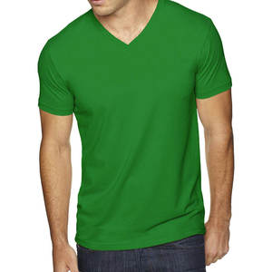 T-shirt à col en V pour hommes de haute qualité coupe ajustée et dernier style couleur unie en polyester/coton en gros - Product Image 1