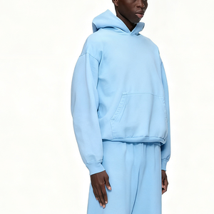 Sudadera con capucha unisex extragrande de moda, de algodón y felpa, cálida, con estampado geométrico de red en relieve - Product Image 3