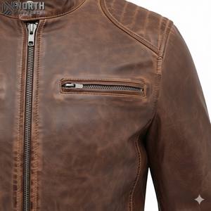 แจ็คเก็ตบอมเบอร์หนังคุณภาพสูงราคาประหยัดสำหรับทุกเพศ ขายส่ง ดีไซน์ใหม่ล่าสุดปี 2025 ลายพรางด้านหน้า ปรับแต่งได้สำหรับนักขี่มอเตอร์ไซค์ - Product Image 5