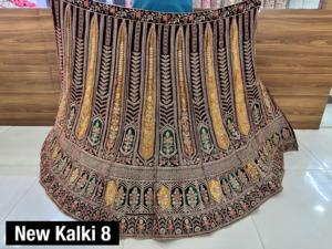 Rajwadi 11000 terciopelo pesado Lehenga Jarkan corte pasta trabajo doble lata 3,5 M Flair largo Choli 1,2 M Dupatta 2,5 M borde verano invierno - Product Image 2