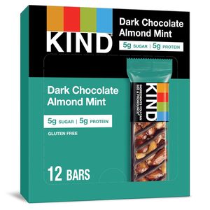 KIND Nut <b>Bars</b>, Dark Chocolate Mint, Healthy <b>Snacks</b>, Gluten Free, Low Sugar, 5g Protein, 12 Count - Product Image 1