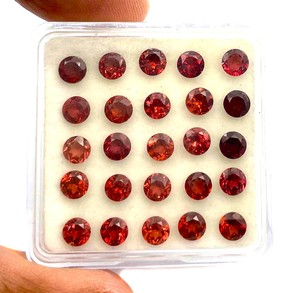 Pierre précieuse de grenat rouge naturel, taille ronde facettée, pierre en vrac pour la fabrication de bijoux, certifiée IGI, grenat rond de 7 mm à prix de gros - Product Image 6