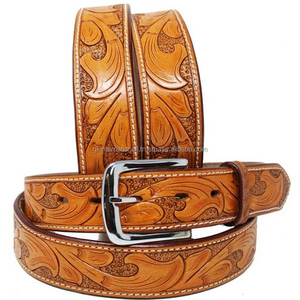 Cinturón de herramientas de cuero occidental de Estilo Vintage grabado floral tallado a mano, costura de borde duradero y hebilla de níquel - Product Image 5