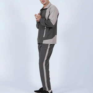 ชุดวอร์มสองชิ้นสำหรับผู้ชายชุดวิ่งชุดวอร์มกางเกงโพลีเอสเตอร์แบบรูดซิปขึ้น - Product Image 2