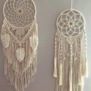 Tapisserie murale en macramé polyester faite à la main OEM ODM, attrape-rêves bohème personnalisé, broderie à pompons, écologique, décoration intérieure JNC Macramé - Product Image 4