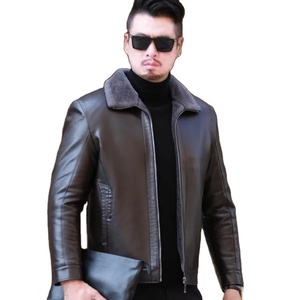 Veste en cuir à glissière pour hommes de marque haut de gamme Wolverine coupe ajustée manteau régulier Logo avant coupe-vent - Product Image 5
