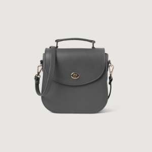 Sleek Summer Fashion Lady's Sandra Grey Leather Saddle <b>Bag</b> - Product Image 1