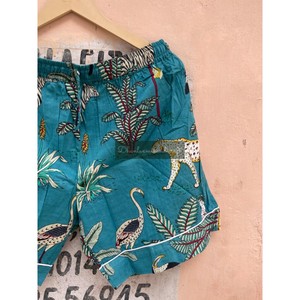 Conjuntos de pijama de pantalones cortos cosidos a mano de algodón indio de primera calidad, ropa de verano Unisex informal, camisa corta con estampado de animales, ropa de dormir de punto - Product Image 6