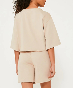 High Quality 2-Piece 100% Cotton Jersey <b>Shorts</b> <b>Set</b> Oversize Cropped <b>T</b>-<b>shirt</b> &<b>Shorts</b> Top Selling Quick Dry <b>Women</b> <b>short</b> <b>set</b> - Product Image 6