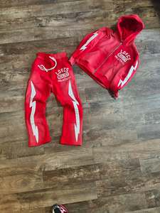 Femmes de haute qualité lavage à l'acide Vintage Streetwear à capuche survêtement évasé pantalons de survêtement ensemble personnalisé brodé fermeture éclair vers le haut survêtements - Product Image 2