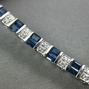 Bracelet tennis en argent 925 avec moissanite taille baguette 8 carats et saphir, 7 pouces, bracelets et joncs - Product Image 1