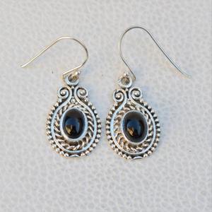 Meilleure qualité Onyx noir pierres précieuses en gros à la main 925 solide boucles d'oreilles en argent Sterling Dangle 925 timbre boucles d'oreilles bijoux en argent - Product Image 3