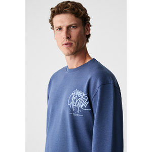 GRIMELANGE CREATOR T-shirt à manches longues surdimensionné en coton imprimé sur le devant et le dos pour homme - Product Image 4