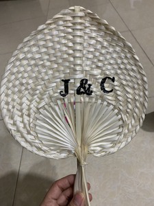 Ventilador de mano de hoja de palma de paja ecológico/ventiladores de bambú coloridos para el verano 99GD/productos al por mayor Vietnam - Product Image 6