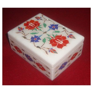 Cajas con diseño de flores incrustadas de mármol, accesorio hecho a mano, para Festival de Ramadán, regalo - Product Image 1