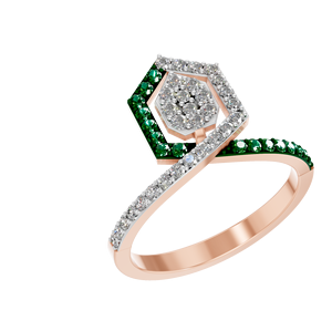 Elegante anillo de bodas de compromiso de oro sólido de 14K con diamantes cultivados en laboratorio IGI rodio de Esmeralda sintética para fiestas-OEM al por mayor - Product Image 1