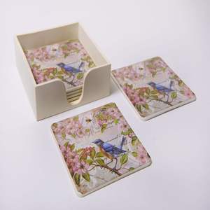 ชุดจานรองแก้วไม้คลาสสิกของมีน่า ลวดลายเพ้นท์มือสีสันสดใส ทนความร้อน เป็นมิตรกับสิ่งแวดล้อม ทนทาน ปรับแต่งได้ เหมาะสำหรับเป็นของขวัญ สไตล์ชาติพันธุ์ - Product Image 1