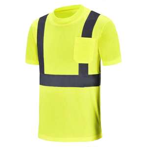 Camiseta de Seguridad de Alta Visibilidad OEM, Ropa de Trabajo Reflectante de Marca Privada, Transpirable, de Secado Rápido, Manga Corta - Product Image 1