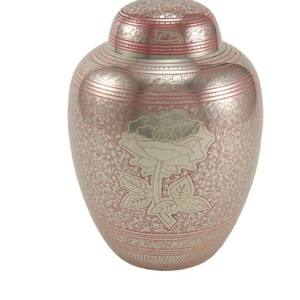Urnes funéraires en laiton de haute qualité avec gravure complète étain et couleur rose urnes funéraires en métal fini pour cendres humaines - Product Image 4