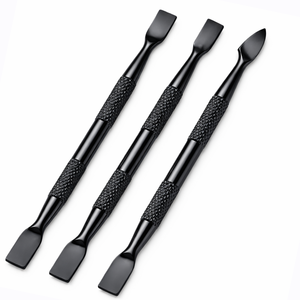 Ensemble de repousse-cuticules noir mat de haute qualité, 3 pièces, en acier inoxydable, nettoyeur de préparation des ongles, double extrémité, réutilisable, outil de manucure, usine OEM - Product Image 1