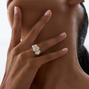 3.35คุณภาพสูง CTW สามหินรัศมีตัดรูปไข่แหวนหมั้นสำหรับปลูกในห้องปฏิบัติการ14K ทองคำบริสุทธิ์เครื่องประดับแหวนแต่งงานสำหรับผู้หญิง - Product Image 2