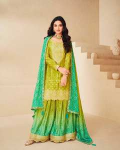 Nouvelle arrivée de vêtements Designer Sharara Suit & Dupatta Set pour les fêtes indiennes et pakistanaises - Product Image 1