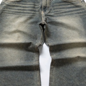 Jeans en denim décontractés pour hommes, coupe large, taille mi-haute, style streetwear hip-hop |   OEM/ODM Logo personnalisé Fourniture en gros Respirant Imperméable - Product Image 5