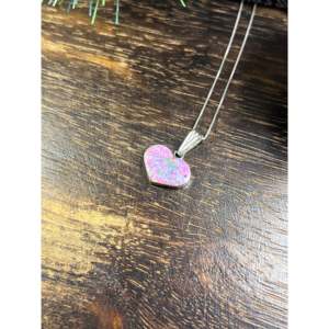 Zuni Handmade Pink <b>Opal</b> (Man-Made) and Sterling Silver Heart Inlay <b>Pendant</b> Fine <b>Pendants</b> & Charms - Product Image 4