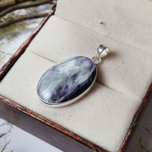 Pendentif ovale en argent 925 avec cabochon en Kammerite – Bijou fantaisie en pierre précieuse, vente en gros - Product Image 6