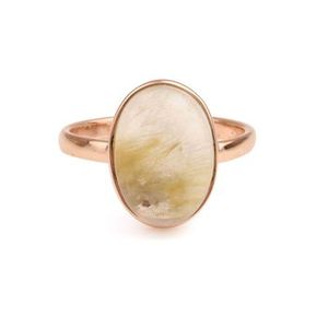 12x16mm Oval Natural Golden Rutilated Quartz Gemstone Diseño increíble Rose Gold 925 Anillo de plata esterlina para mujeres para fiestas - Product Image 1