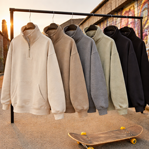 Sweat-shirt à fermeture éclair de haute qualité, personnalisé, unisexe, imprimé, col montant, en coton, à fermeture éclair, pour homme - Product Image 1