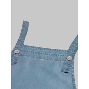 Salopette en jean taille haute pour femme Paola Riboni, coupe large, décontractée, délavée, idéale pour l'été - Product Image 5