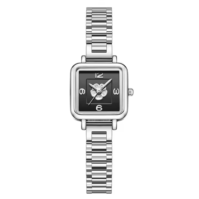 Antique Luxury Quartz Watches for Women Fashion Silver Flower Dial 3-Bar Water Resistant Glass Window Crown Band Pointer Display
