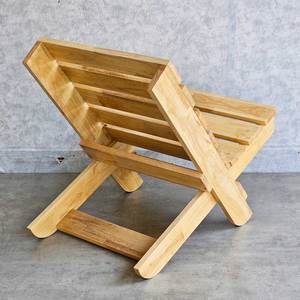 Chaise pliante inclinable 46x74x60cm, chaise de jardin en bois massif, en bois d'hévéa GCF200 - Product Image 4