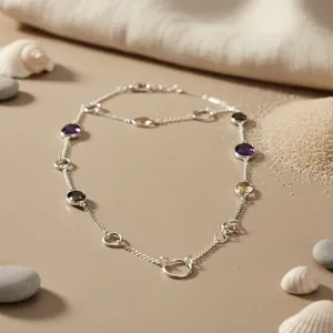 Collar de Moda con Cuentas y Piedras Preciosas de Plata 925 para Mujer - Product Image 1
