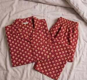 100% Organic Cotton <b>Thermal</b> Pyjama <b>Set</b> Premium Quality Hand Drawn Print Pink Night Wear Summer Spring-Plus Size Wholesale Dress - Product Image 2