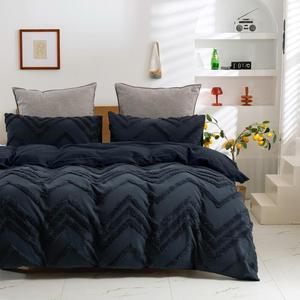 Home Fashions Ensemble de literie 100% coton solide Ensemble de contour de couette pour chambre à coucher Chambre d'amis 3 pièces Full Queen King Size - Product Image 1