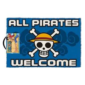 พรมเช็ดเท้าลายวันพีซสมัยใหม่ ลาย "All Pirates Welcome" - Product Image 1
