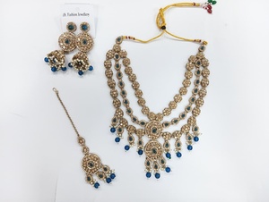 Ensemble de colliers d'ombres en plaqué or gracieux Bijoux de mariée sophistiqués pour les mariages, les réceptions et les cérémonies traditionnelles - Product Image 3