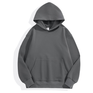 Fitted Hoodie High Quality Cotton French Terry Oversized Hoodie <b>Thick</b> <b>Fleece</b> Drop Shoulder Plain Blank Custom Men Hoodies - Product Image 2