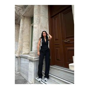 Gilet da donna taglio asimmetrico abito pantalone Palazzo elegante set da donna - Product Image 1