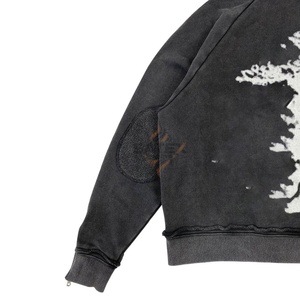 Nouveau Hoodie Unisexe d'Hiver Oversize en Coton 100% Épais avec Fermeture Éclair Intégrale, Effet Délavé Acide, Brodé et Personnalisé, en Polaire Numérique - Product Image 5